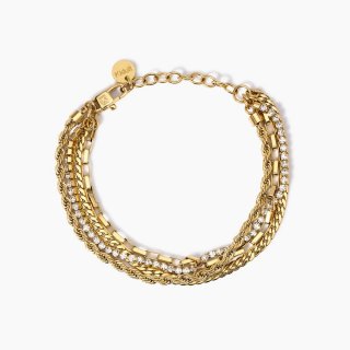 Kidult - Bracciale In Acciaio 316 Pvd Giallo - Cristalli