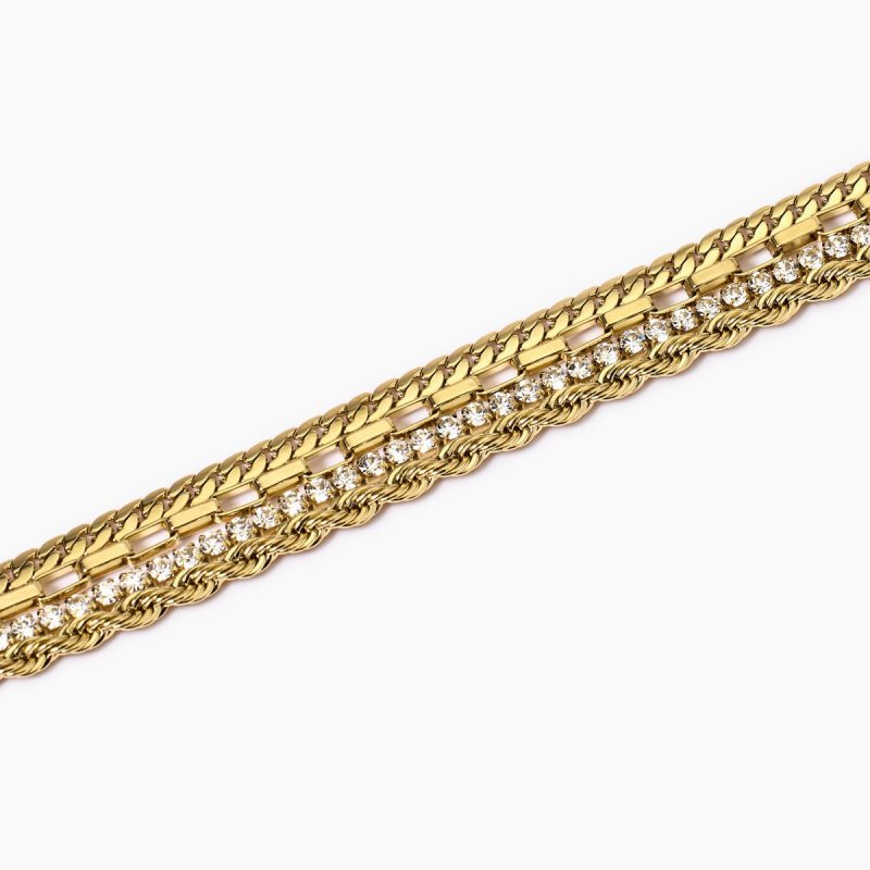 Kidult - Bracciale In Acciaio 316 Pvd Giallo - Cristalli