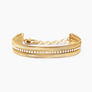 Kidult - Bracciale In Acciaio 316L - Pvd Giallo - Cristalli