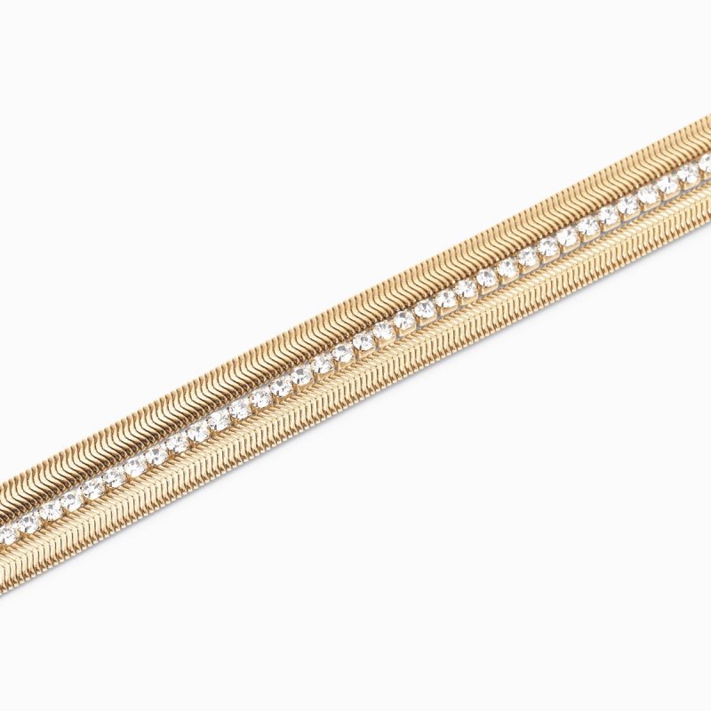 Kidult - Bracciale In Acciaio 316L - Pvd Giallo - Cristalli