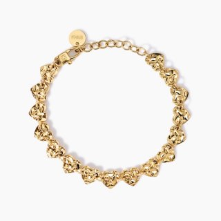 Kidult - Bracciale In Acciaio 316L - Pvd Giallo - Cuore Martellati