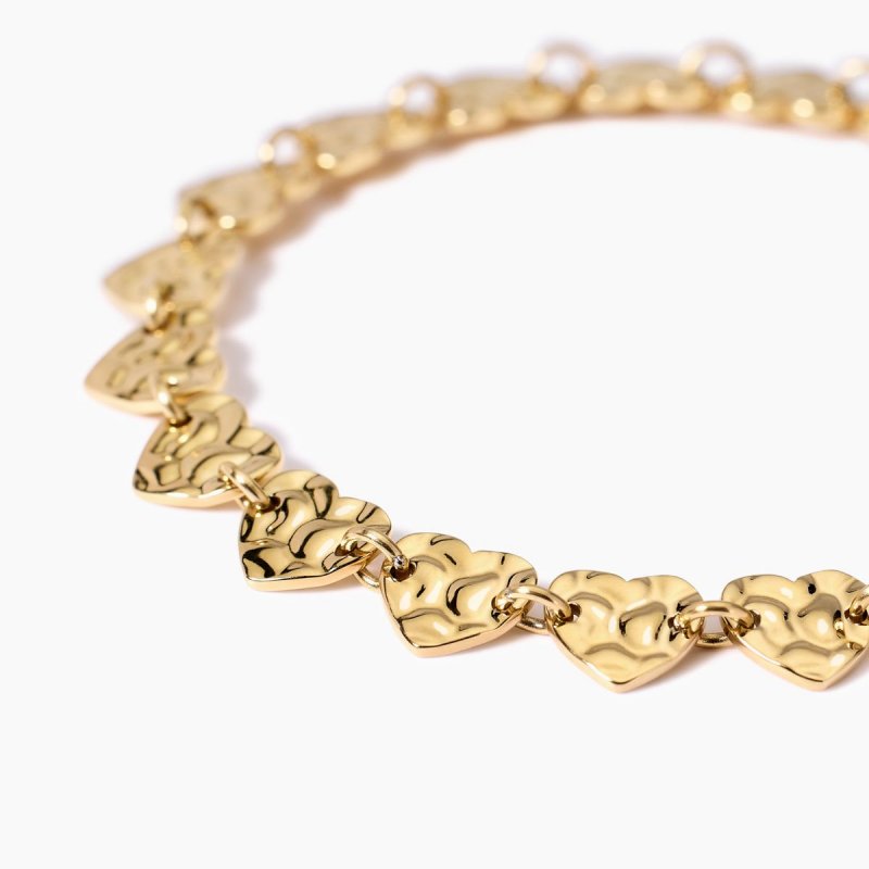 Kidult - Bracciale In Acciaio 316L - Pvd Giallo - Cuore Martellati