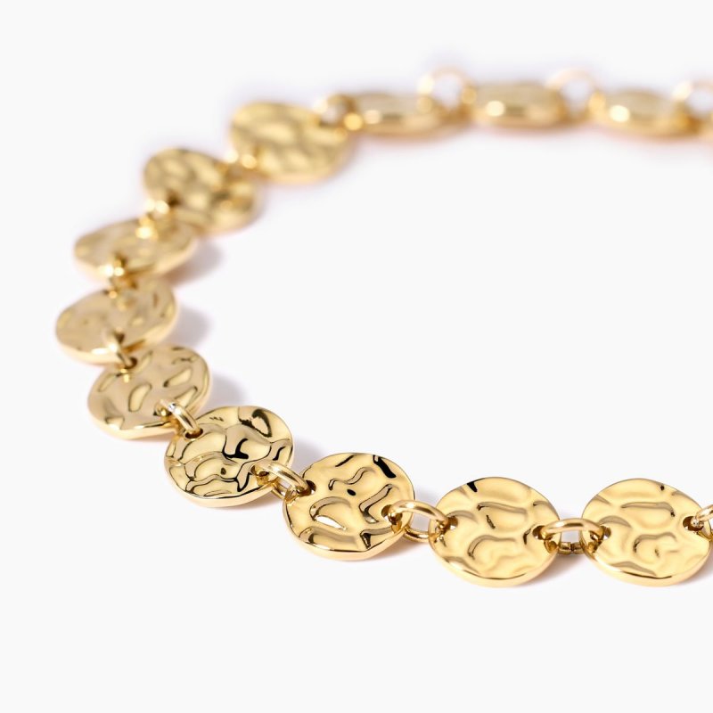 Kidult - Bracciale In Acciaio 316L - Pvd Giallo - Martellati