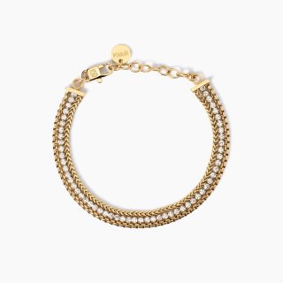 Kidult - Bracciale In Acciaio 316L - Pvd Giallo - Cristalli