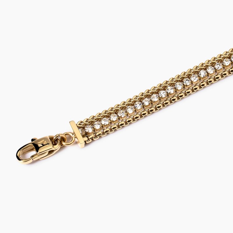 Kidult - Bracciale In Acciaio 316L - Pvd Giallo - Cristalli