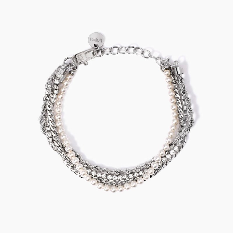 Kidult - Bracciale In Acciaio 316L - Perle Conchiglia - Cristal