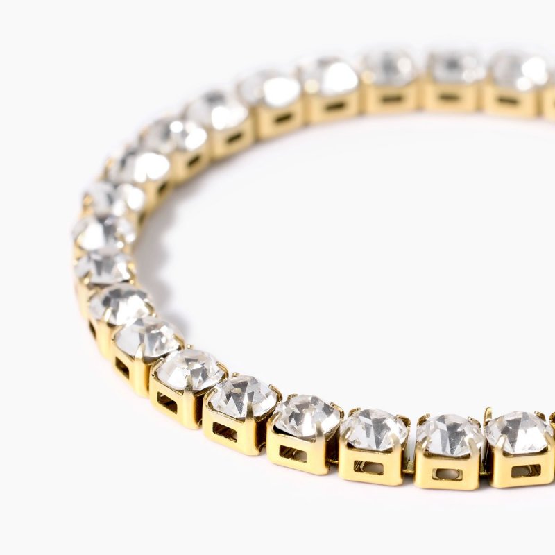 Kidult - Bracciale In Acciaio - Pvd Giallo - Cristalli
