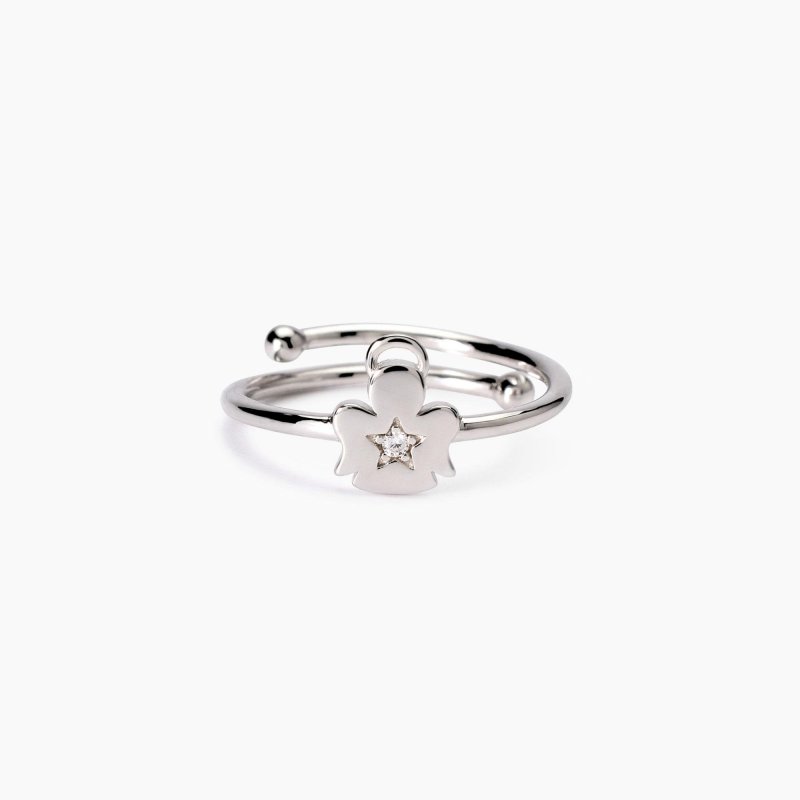 Mabina - Anello Da Bambina Con Angioletto - Argento - Zircone