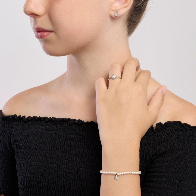 Mabina - Anello Da Bambina Con Angioletto - Argento - Zircone