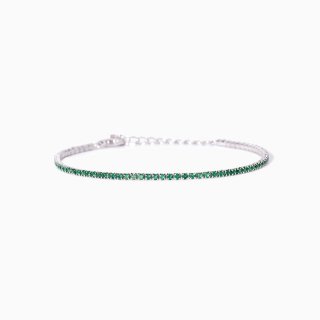 Mabina - Bracciale Tennis Con Smeraldi Sintetici - Argento 925 - Regolabile