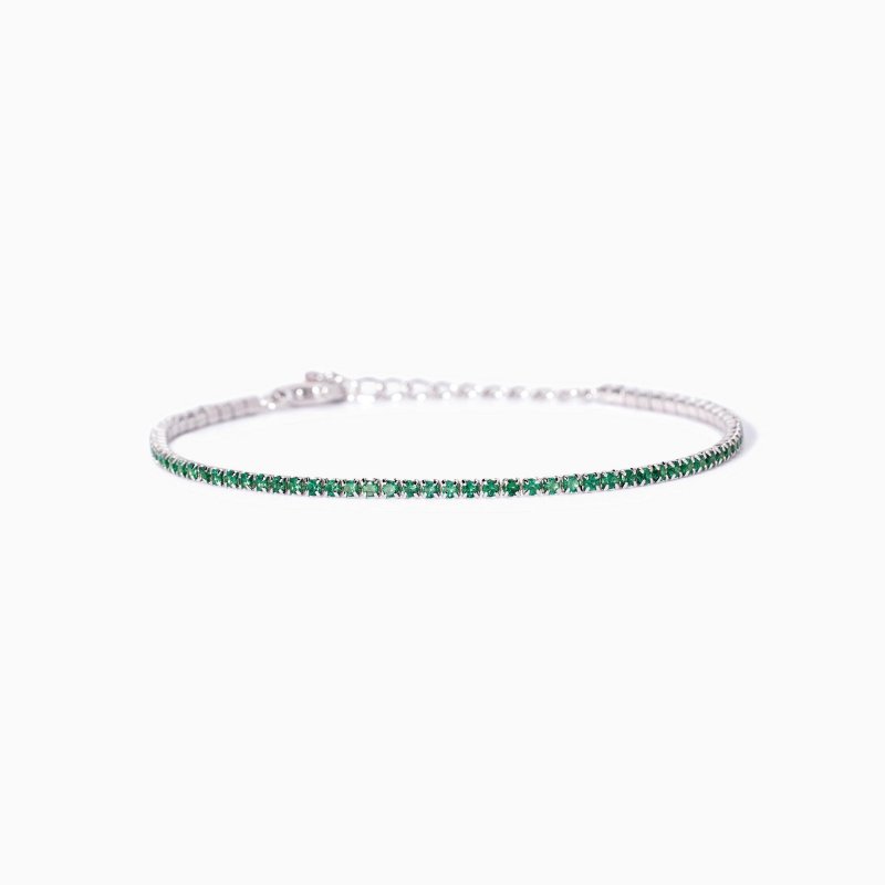 Mabina - Bracciale Tennis Con Smeraldi Sintetici - Argento 925 - Regolabile