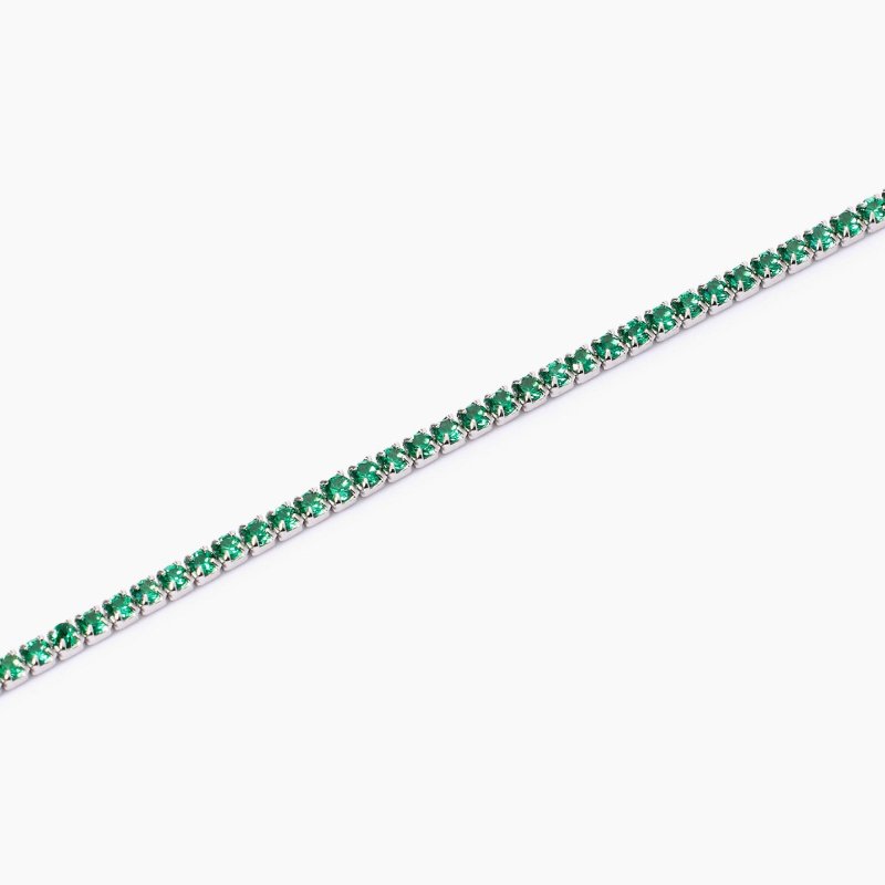 Mabina - Bracciale Tennis Con Smeraldi Sintetici - Argento 925 - Regolabile