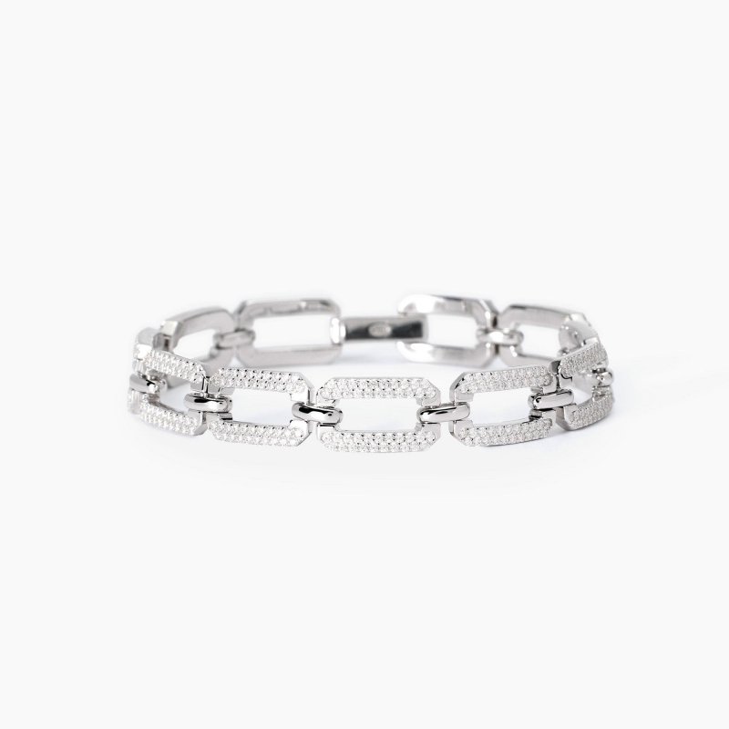 Mabina - Bracciale Con Maglie Ottagonali - Argento - Zirconi