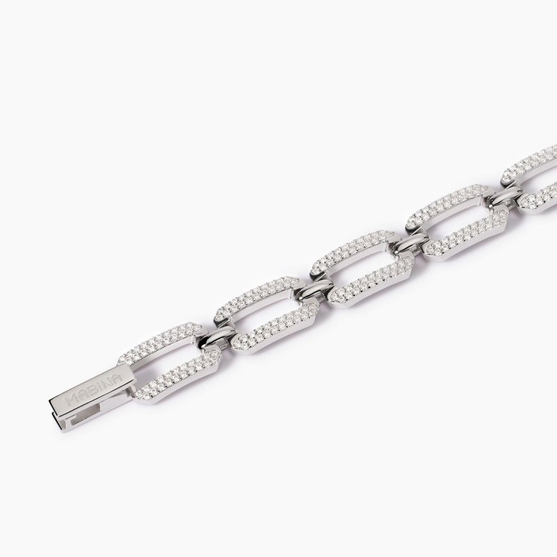 Mabina - Bracciale Con Maglie Ottagonali - Argento - Zirconi
