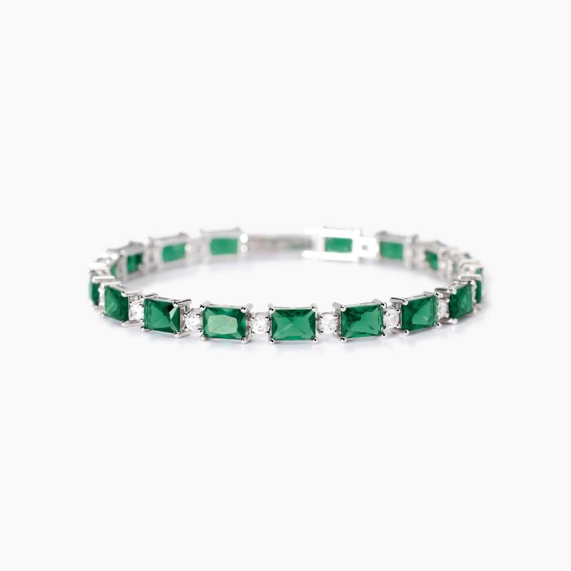 Mabina - Bracciale In Argento - Smeraldi Sintetici - Battito