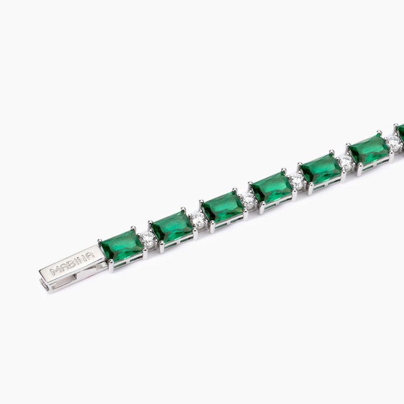 Mabina - Bracciale In Argento - Smeraldi Sintetici - Battito