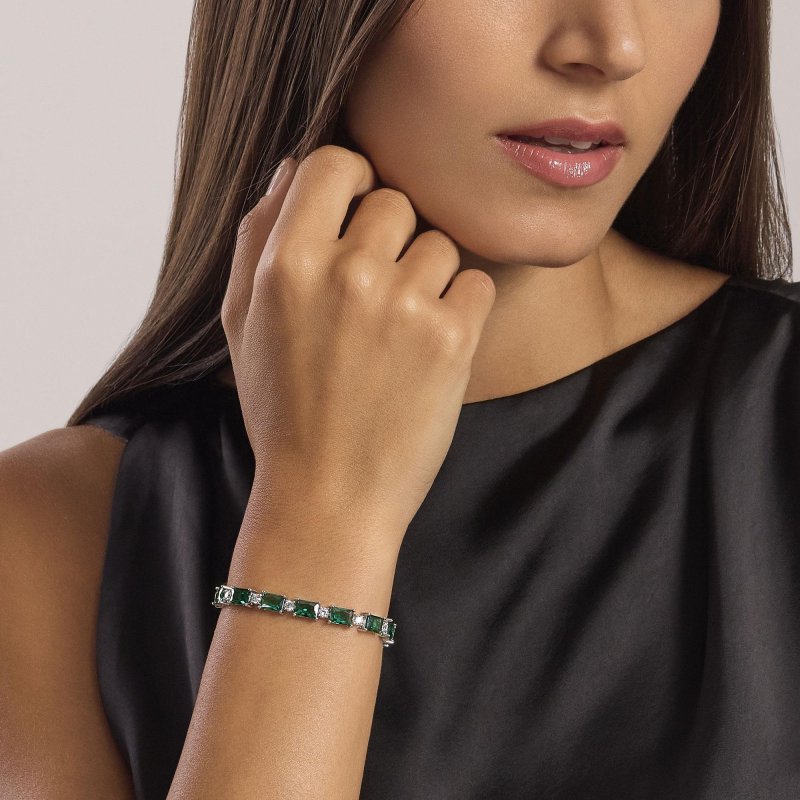 Mabina - Bracciale In Argento - Smeraldi Sintetici - Battito