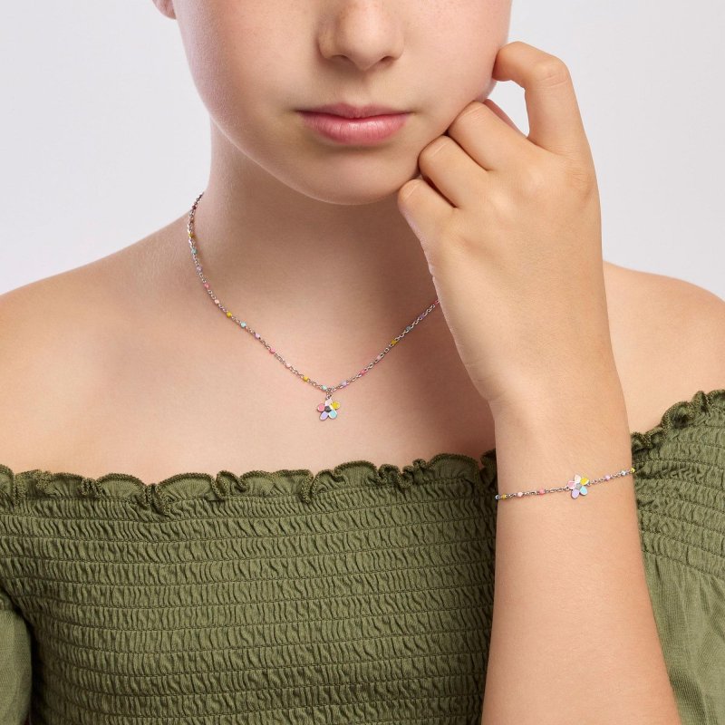 Mabina - Bracciale Con Fiorellino Smaltato Bloom - Argento - Bambina