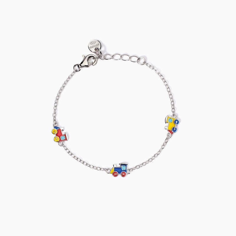 Mabina - Bracciale Con Trenini Smaltati - Argento 925 - Bambini