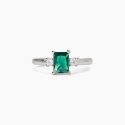 Mabina - Anello In Argento Con Smeraldo Sintetico - Elegante - Regolabile