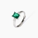 Mabina - Anello In Argento Con Smeraldo Sintetico - Elegante - Regolabile
