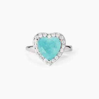 Mabina - Anello In Argento Con Glass Azzurro - Regolabile - Donna
