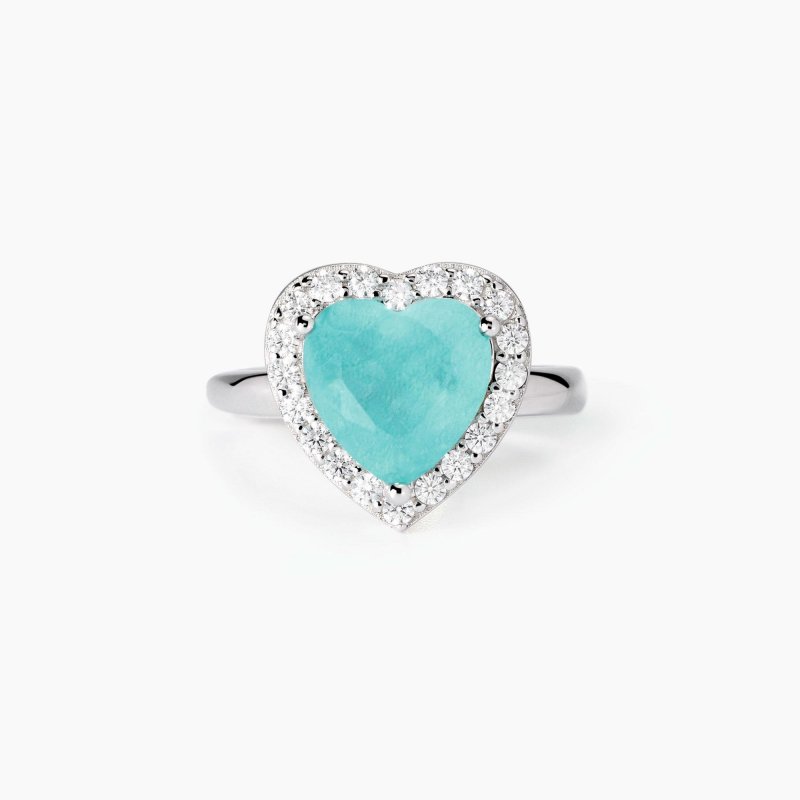 Mabina - Anello In Argento Con Glass Azzurro - Regolabile - Donna