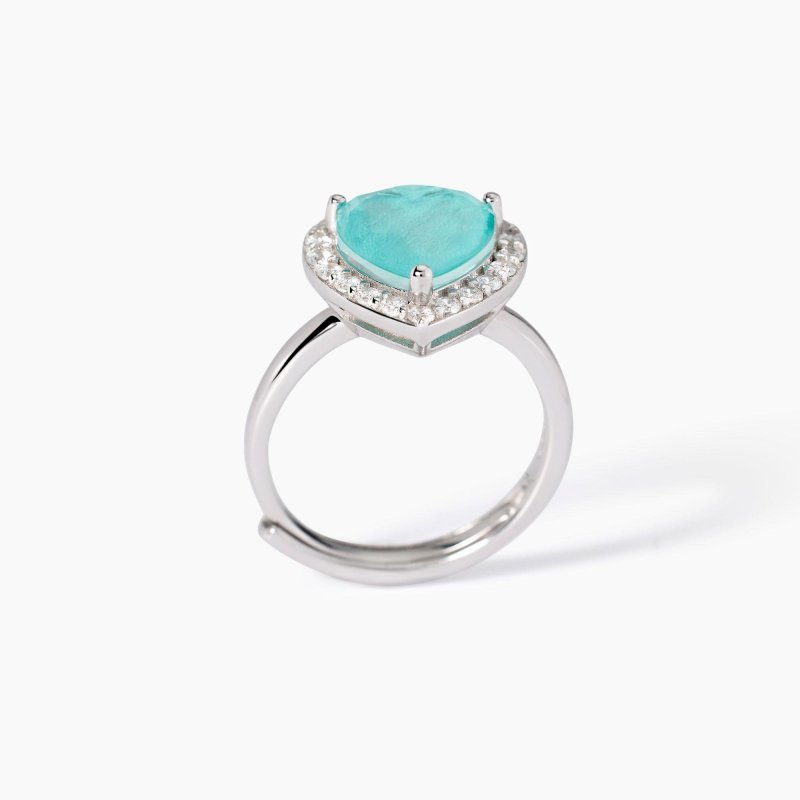 Mabina - Anello In Argento Con Glass Azzurro - Regolabile - Donna