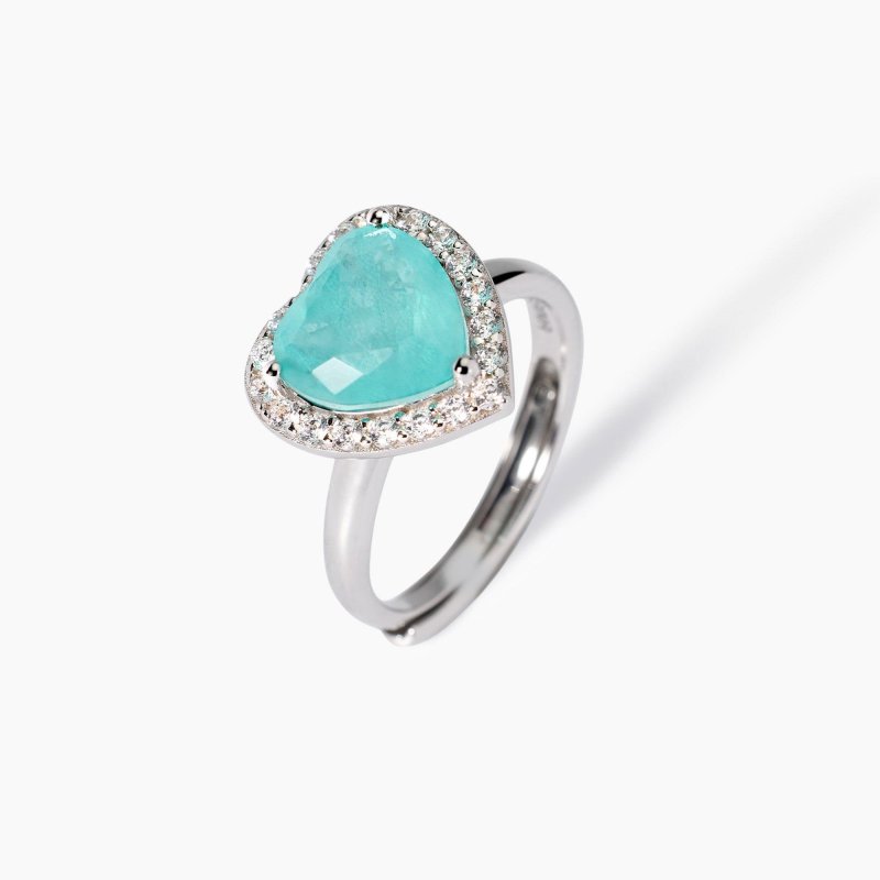 Mabina - Anello In Argento Con Glass Azzurro - Regolabile - Donna