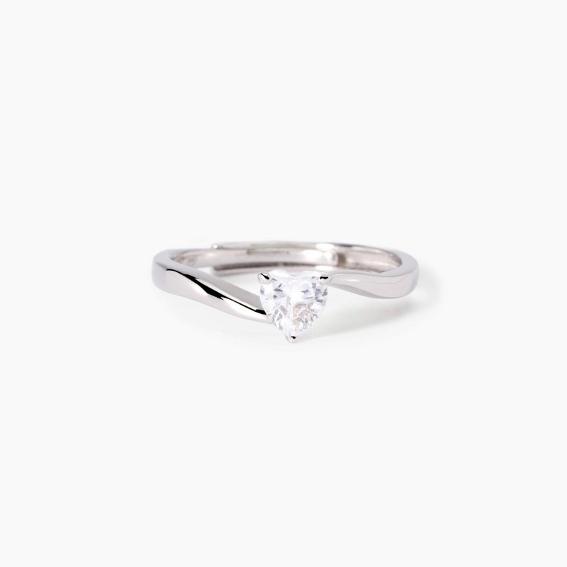 Mabina - Anello In Argento - Zircone Cuore - Regolabile