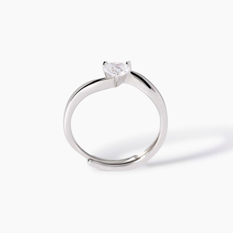 Mabina - Anello In Argento - Zircone Cuore - Regolabile