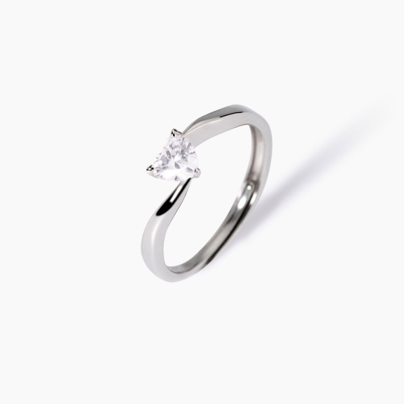 Mabina - Anello In Argento - Zircone Cuore - Regolabile