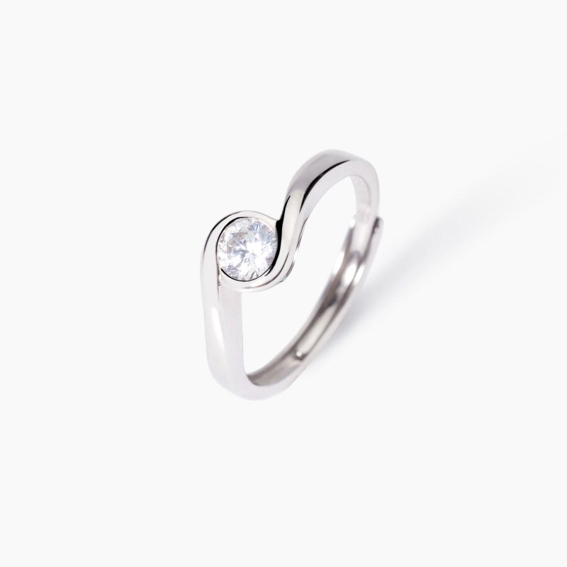 Mabina - Anello In Argento Con Zircone - Regolabile - Donna