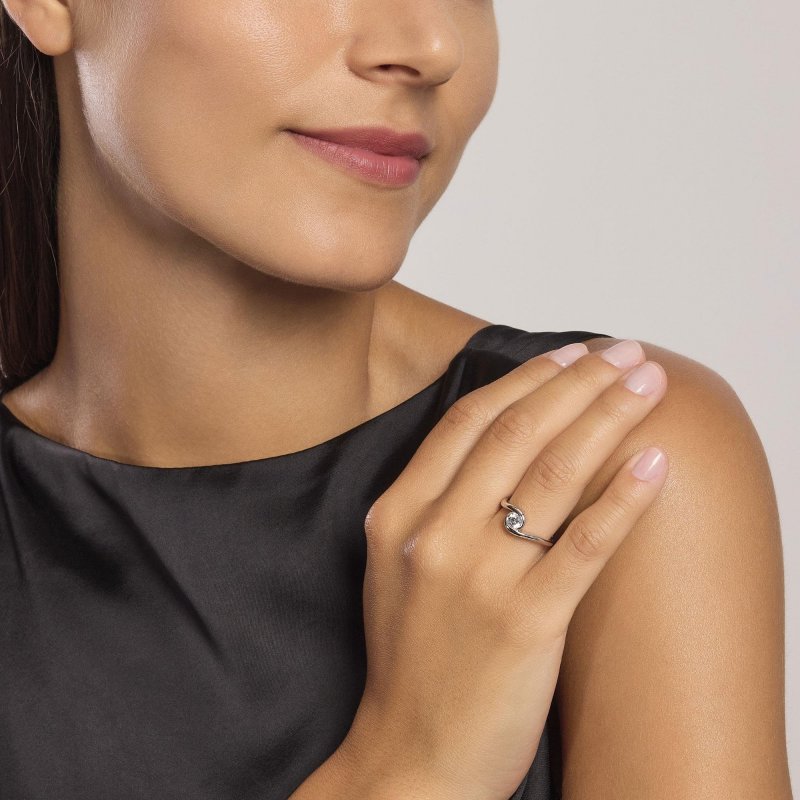 Mabina - Anello In Argento Con Zircone - Regolabile - Donna
