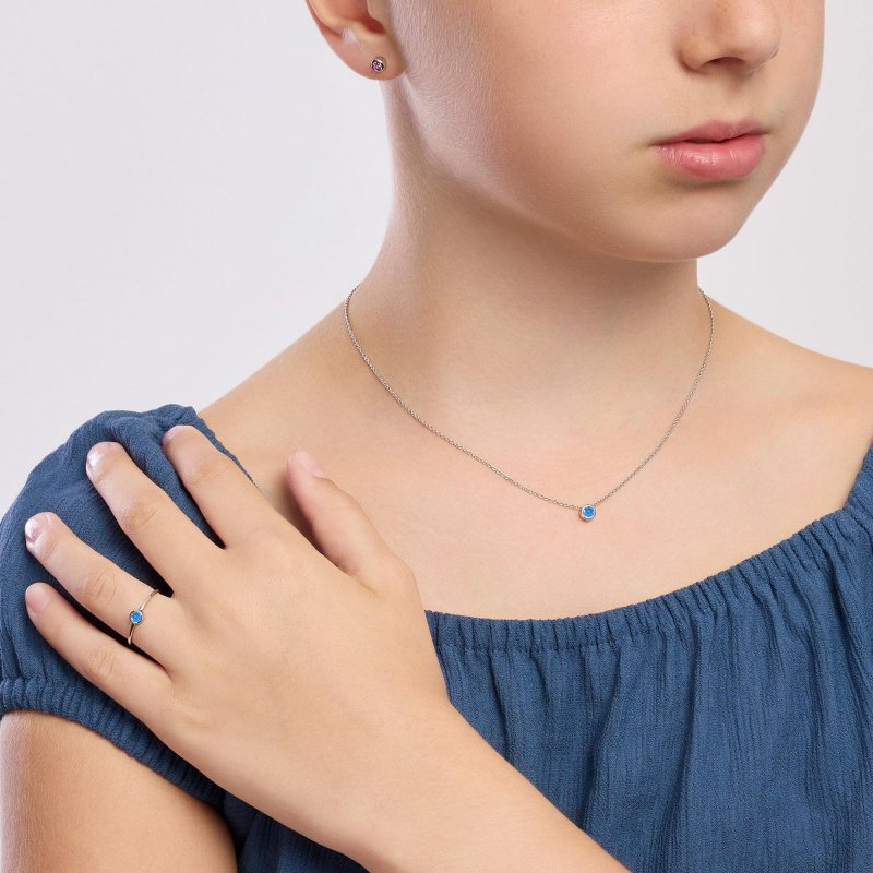 Mabina - Anello Da Bambina - Zircone Azzurro - Argento 925