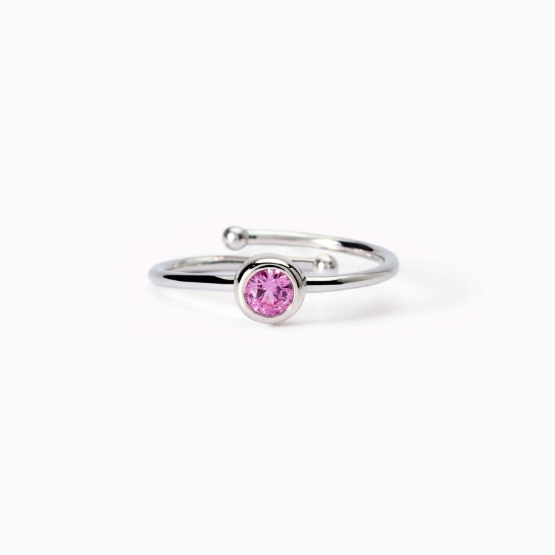 Mabina - Anello Da Bambina - Corindone Rosa Sintetico - Shiny