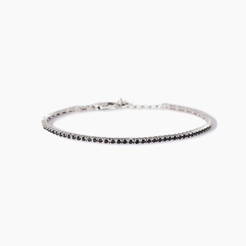 Mabina - Bracciale Tennis Uomo - Zirconi Neri - Argento