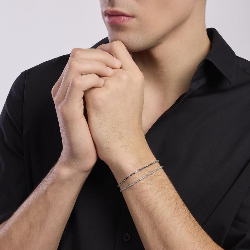 Mabina - Bracciale Tennis Uomo - Zirconi Neri - Argento