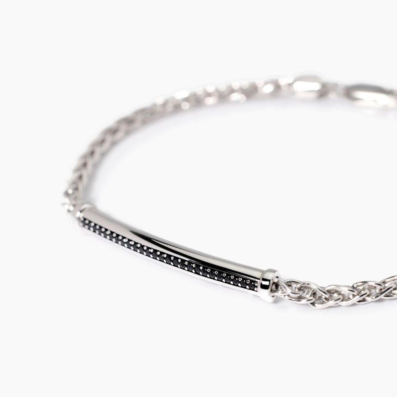 Mabina - Bracciale Uomo Con Catena Spiga - Argento 925 - Zirconi
