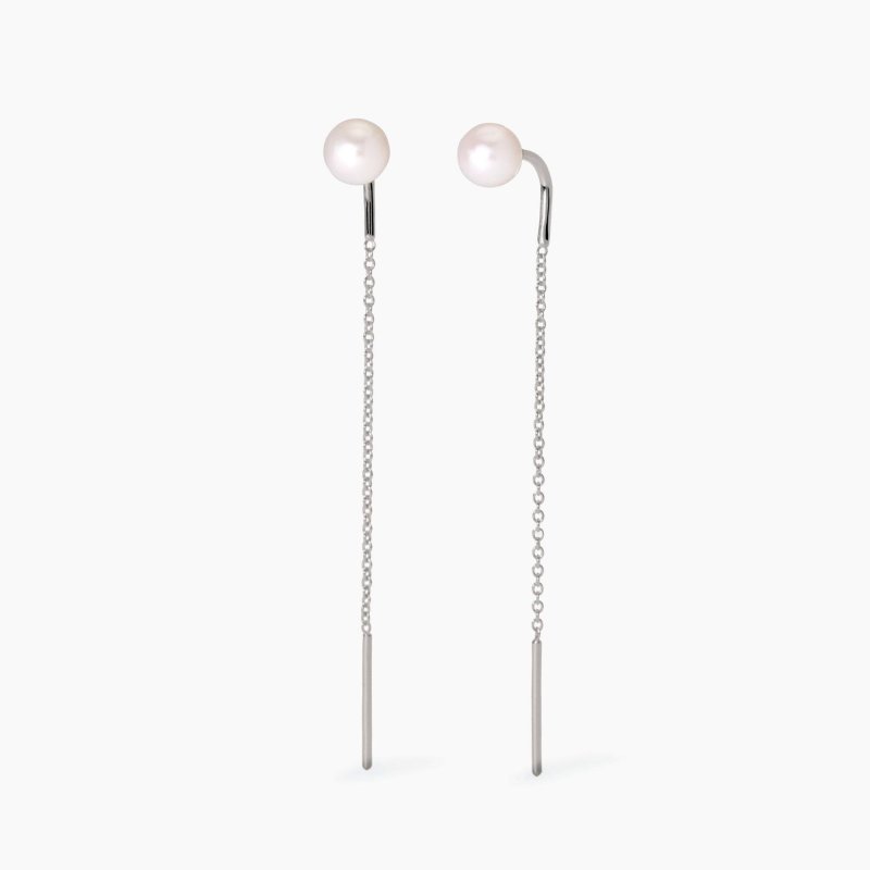 Mabina - Orecchini Pendenti Con Perle Coltivate - Argento - Perle