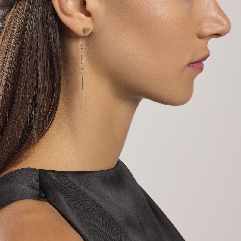 Mabina - Orecchini Placcati Oro Con Cuore Shiny - Argento 925 - Oro 18K