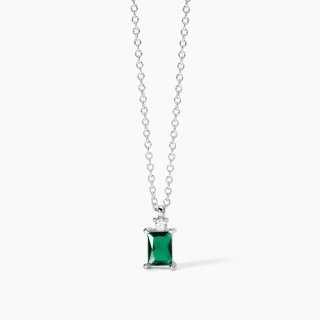 Mabina - Girocollo In Argento - Smeraldo Sintetico - Battito