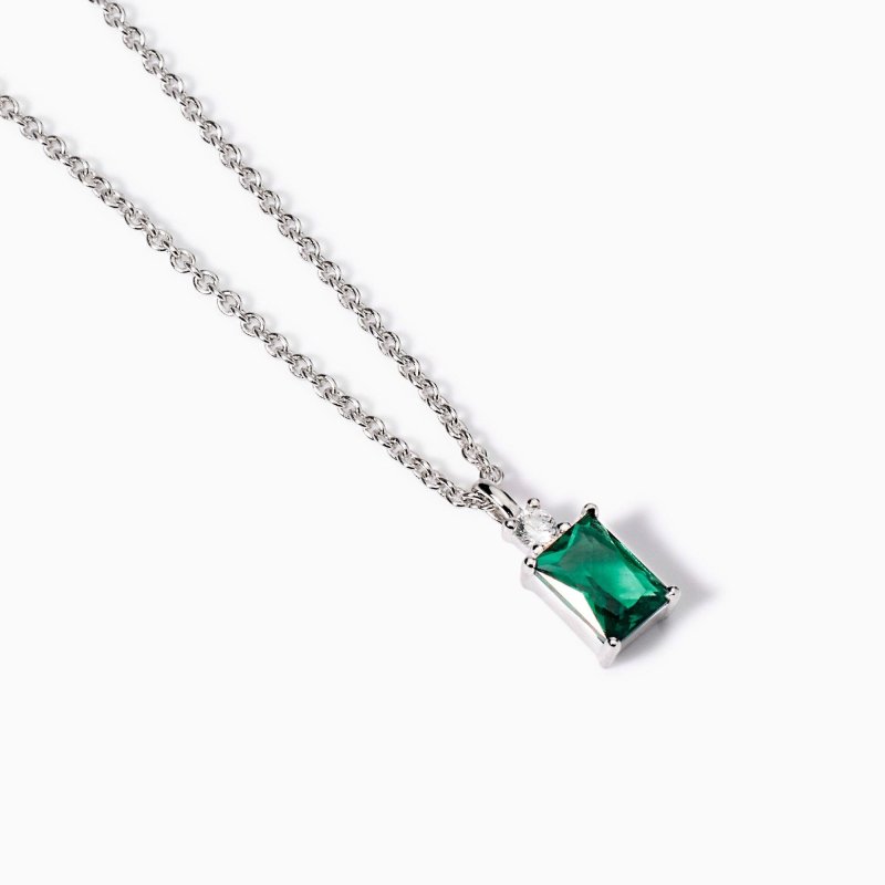 Mabina - Girocollo In Argento - Smeraldo Sintetico - Battito