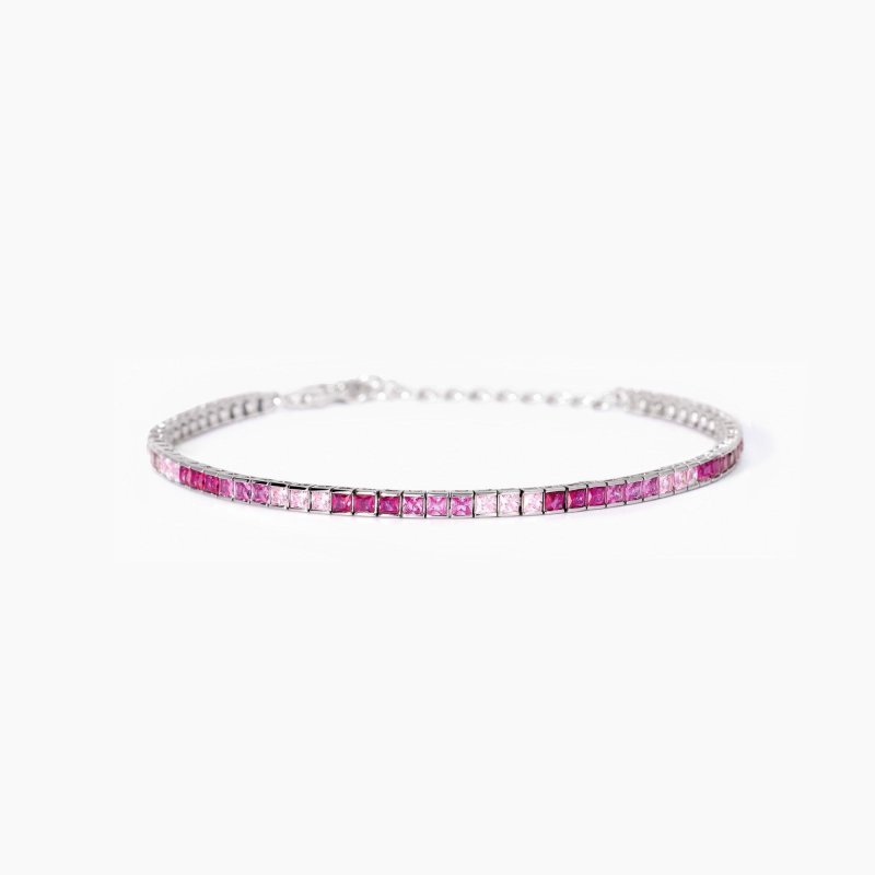 Mabina - Bracciale Tennis Con Tormaline Sintetiche - Argento - Regolabile