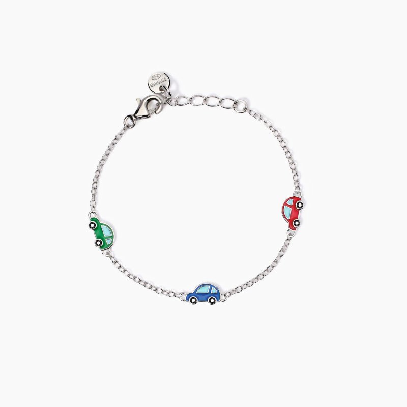 Mabina - Bracciale Con Macchinine Smaltate - Argento 925 - Bambini