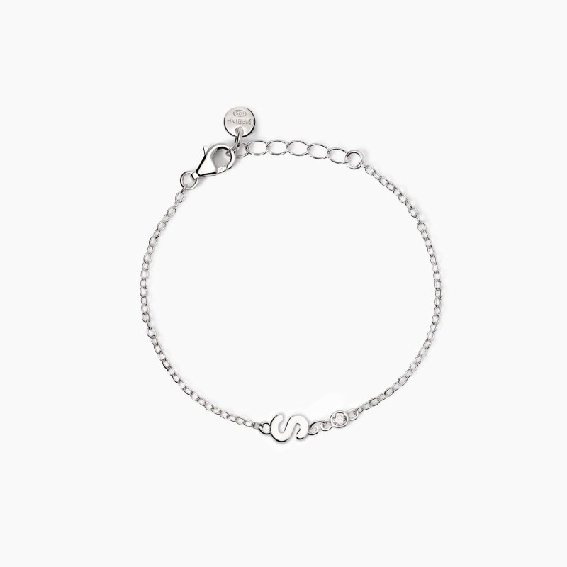 Mabina - Bracciale Neonato - Lettera S - Diamante Lab-Grown