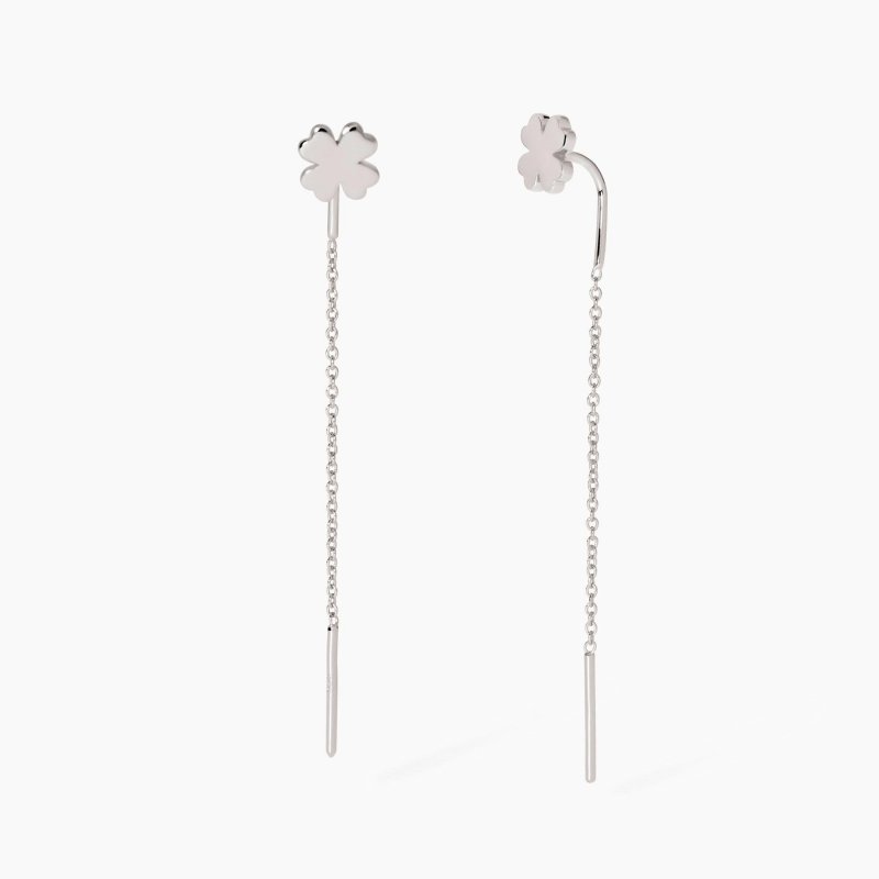 Mabina - Orecchini Pendenti Con Quadrifoglio - Argento 925 - 5,6 Cm