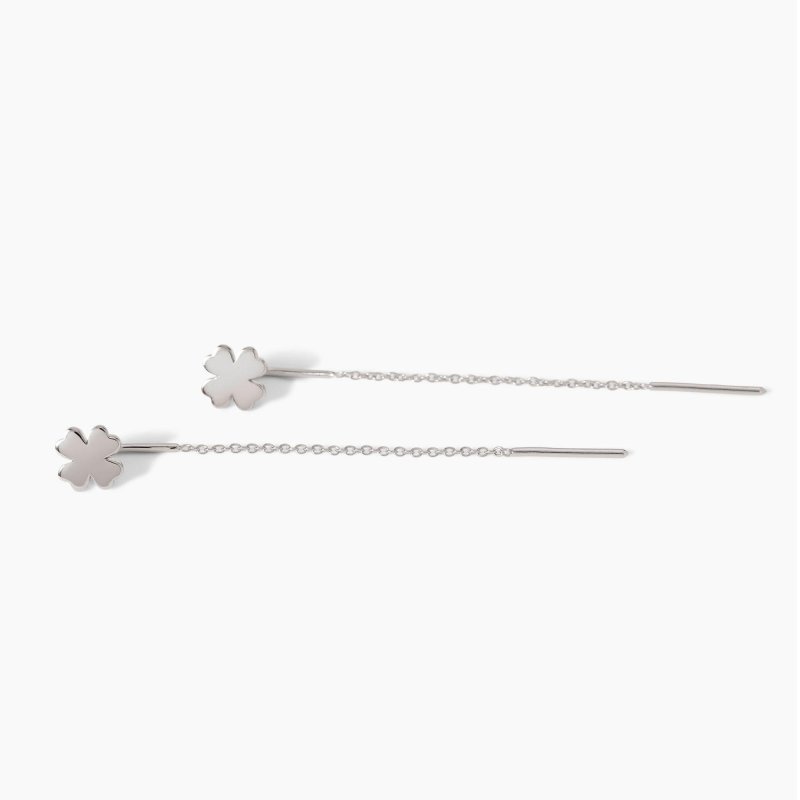 Mabina - Orecchini Pendenti Con Quadrifoglio - Argento 925 - 5,6 Cm