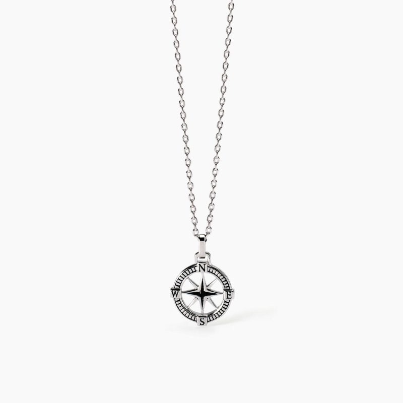 Mabina - Collana Uomo Con Rosa Dei Venti - Argento 925