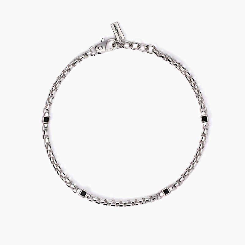 Mabina - Bracciale Uomo Con Zirconi Neri - Argento - Regolabile